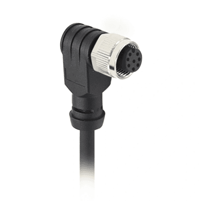 M12 A-coded 8-pin Molded Female Right-angle Connector with 8×24AWG Unshielded Cable