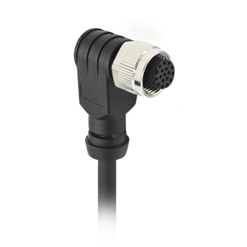 M12-A-17 Shielded PVC Cable Female Right-Angle Connector